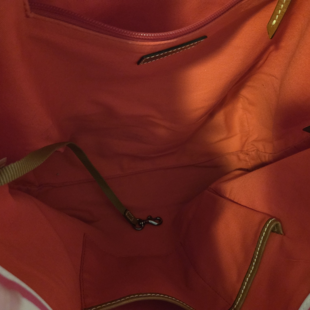 VEUC  Dooney & Bourke Sullivan Shopper Pink & White Large Tote w Elegant Design - Picture 12 of 12